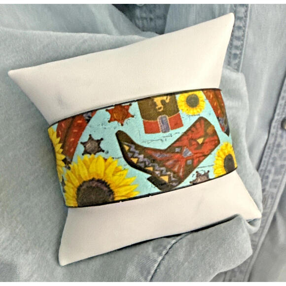 Jewelry - NWT Sunflower Cowgirl Cowboy Boot Cuff Bracelet